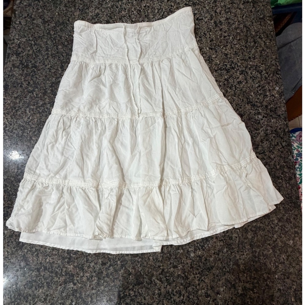 Your Favorite by PacSun White Tiered Mini Skirt Smocked Waist Boho XS